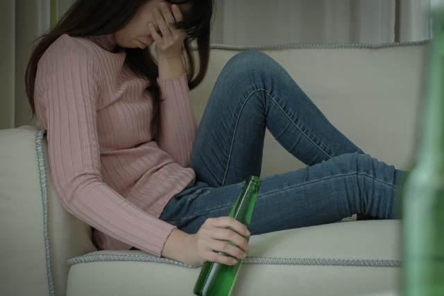 depressed and drunk female